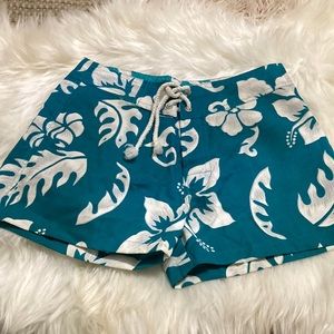 Teal and white flowered shorts